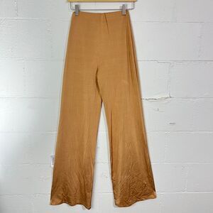 ASOS Design Women's Stretch High Waist Wide Leg Pants Size 4 Gold Shimmer Sheen